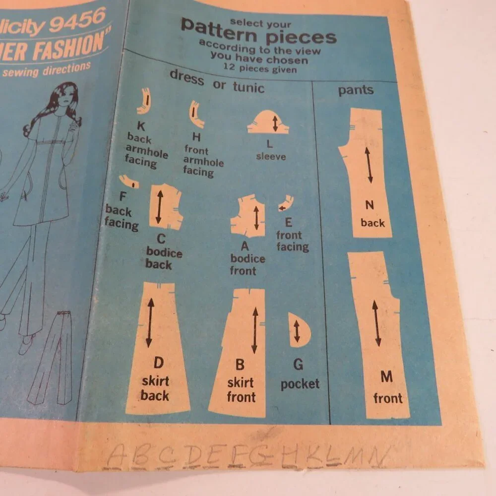 Simplicity 9456 Clothing Pattern Size 14 Dress, Pants straight leg